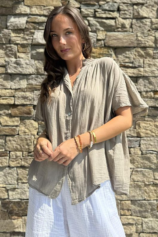 Asher Cap Sleeve Blouse Earth